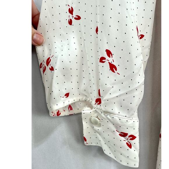 Equipment Allaire Long Sleeve Silk Wrap Dress White Red Printed Size 2 NWT - Picture 6 of 11
